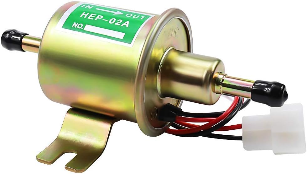 Electric Fuel Pump 12V Universal Low Pressure 12 Volt Transfer Inline Fuel Pump for Lawn Mower Carburetor Gas Diesel Engine 2.5-4psi HEP-02A