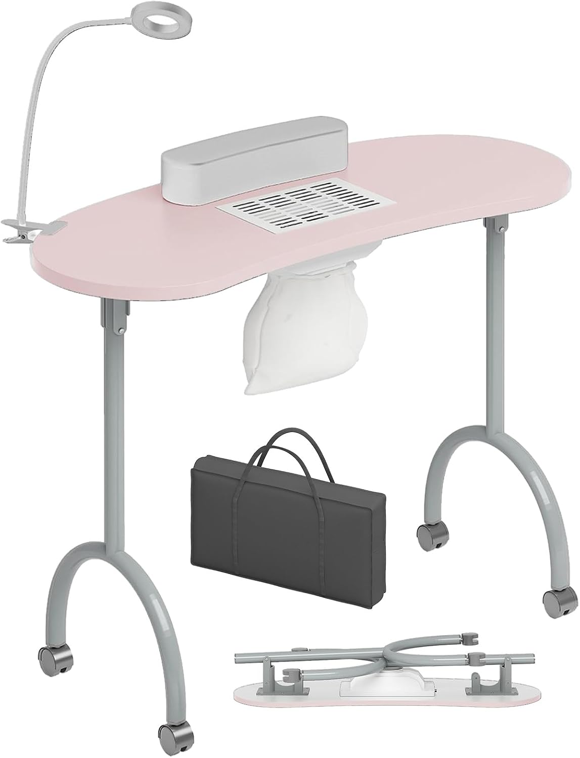TABU Portable & Foldable Manicure Nail Table, Pink