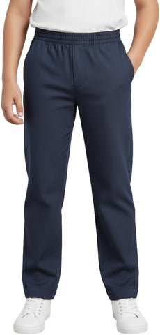 unik Boys Uniform Pants, Pull-On Elastic Waist School Trousers for Kids, Comfort Twill Pants with Pockets, Size 4-16