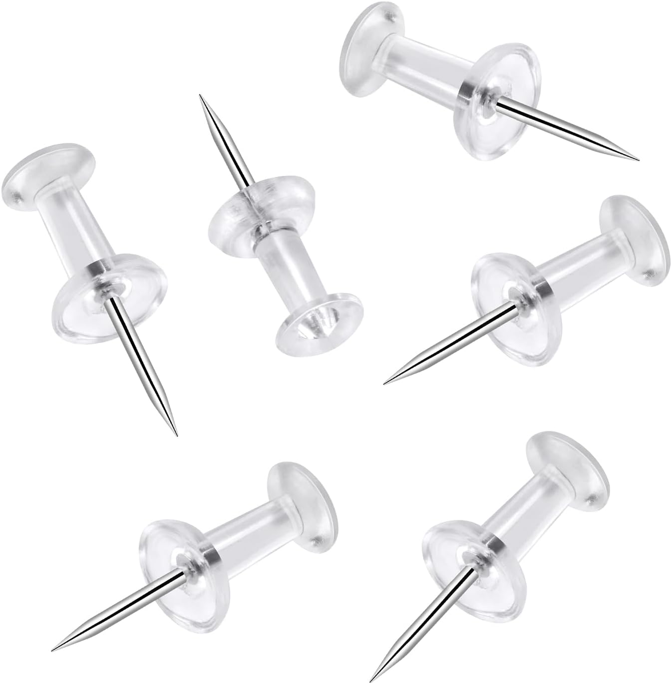 200 Pcs Push Pins Tacks, Thumb Tacks for Wall, Clear Plastic Head, Steel Point, Decorative Push Pins, Standard Thumb Tacks for Bulletin Board, Corkboard, Map, Calendar, Photo, Home, Office