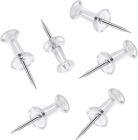 200 Pcs Push Pins Tacks, Thumb Tacks for Wall, Clear Plastic Head, Steel Point, Decorative Push Pins, Standard Thumb Tacks for Bulletin Board, Corkboard, Map, Calendar, Photo, Home, Office
