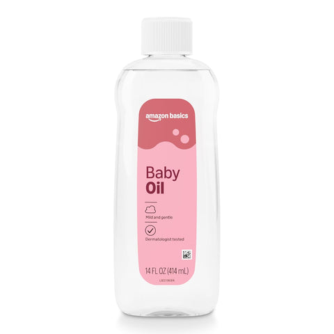 Amazon Basics Baby Oil, Mild & Gentle, Dermatologist Tested, Lightly Scented, 14 Fluid Ounces, Packaging May Vary