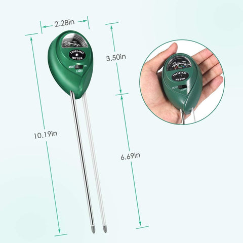 Soil Moisture Meter, Soil PH/Light Tester Plant Soil Test Kit Indoor Outdoor Use, Hygrometer Moisture Sensor Water Meter for Potted Plants Trees Lawn Farm Garden, No Battery Needed (Light Green)