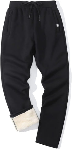 Flygo Men's Fleece Pants Winter Warm Joggers Pants Active Sherpa Lined Sweatpants