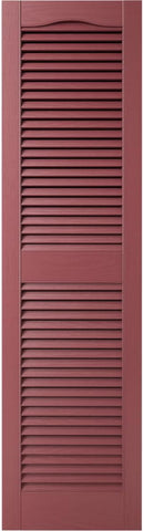Ekena Millwork Lifetime Vinyl LL1S14X05500WN Standard Cathedral Top Center Mullion, Open Louver Vinyl Shutters, w/Installation Shutter-Lok's & Matching Screws (Per Pair), 14.5""W x 55""H, Wineberry