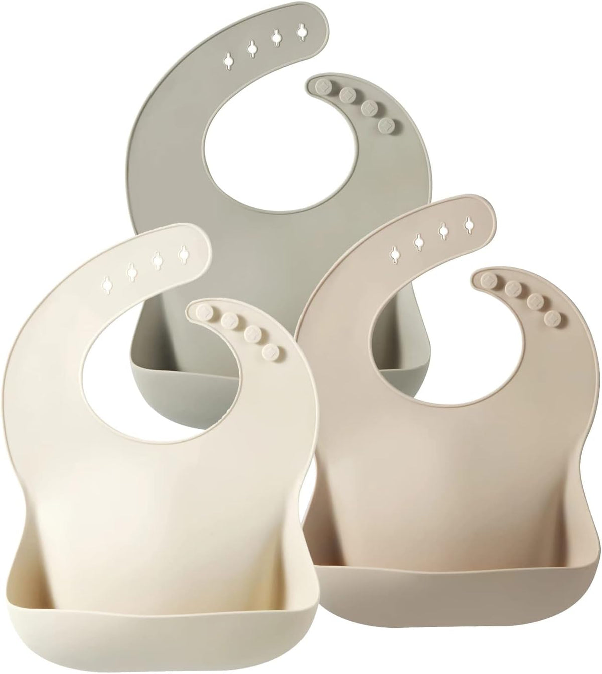 PandaEar Set of 3 Silicone Baby Bibs, Waterproof Soft Adjustable Bibs for Babies Toddlers 10-72 Months
