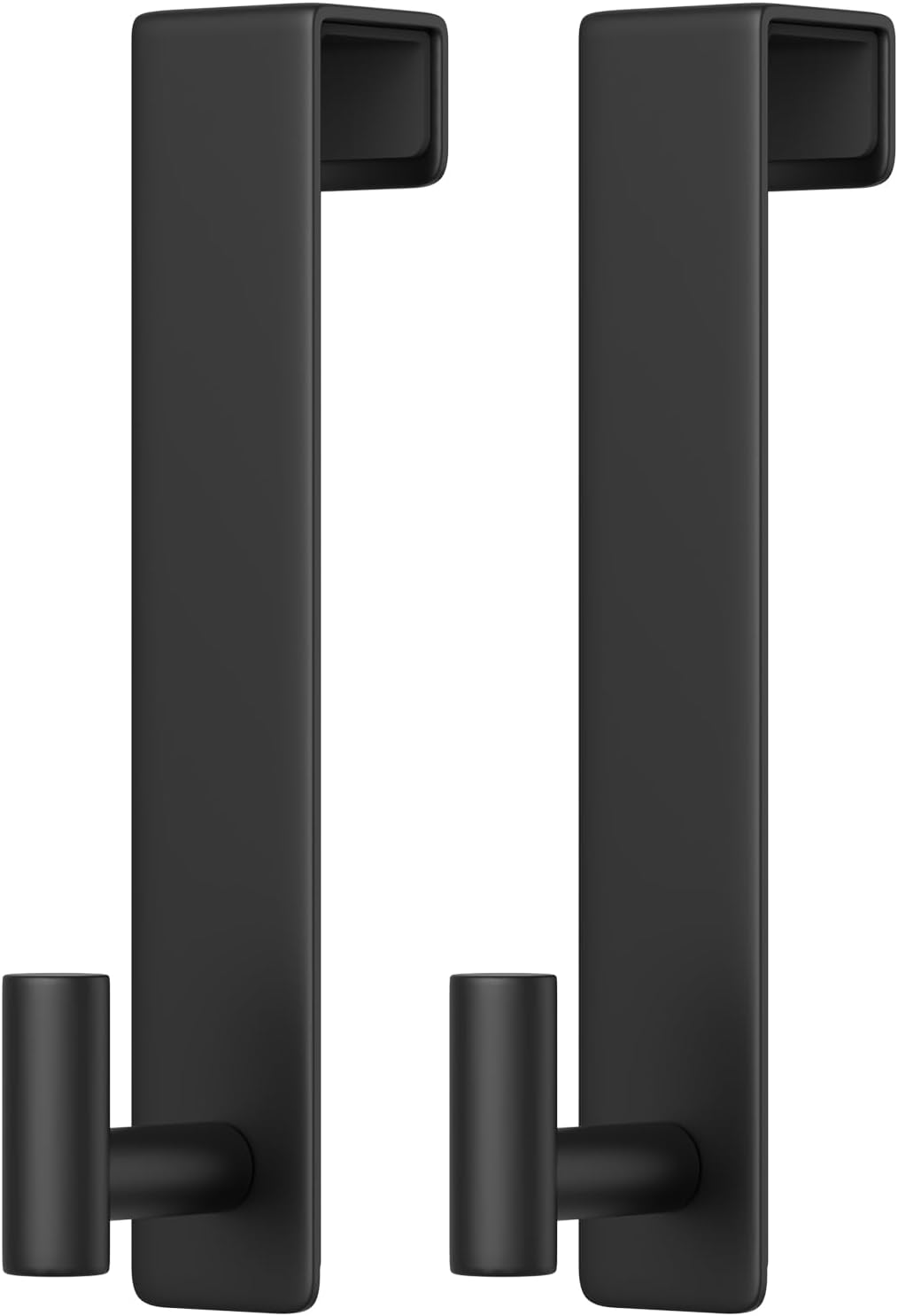 PMMASTO 10 Inch Over The Door Hooks, Black- 2 Pack, T Shape