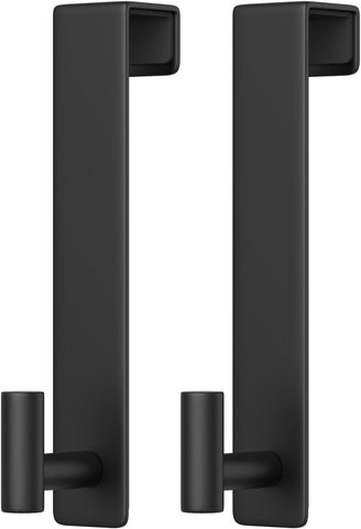 PMMASTO 10 Inch Over The Door Hooks, Black- 2 Pack, T Shape