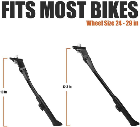 BV Bicycle Kickstand for 24”-28” - Adjustable Bikes Kickstand for Adult Bike with Non-Slip Foot & Spring-Loaded Latch for Stable Any-Angle Stance (Silver, Regular Duty)