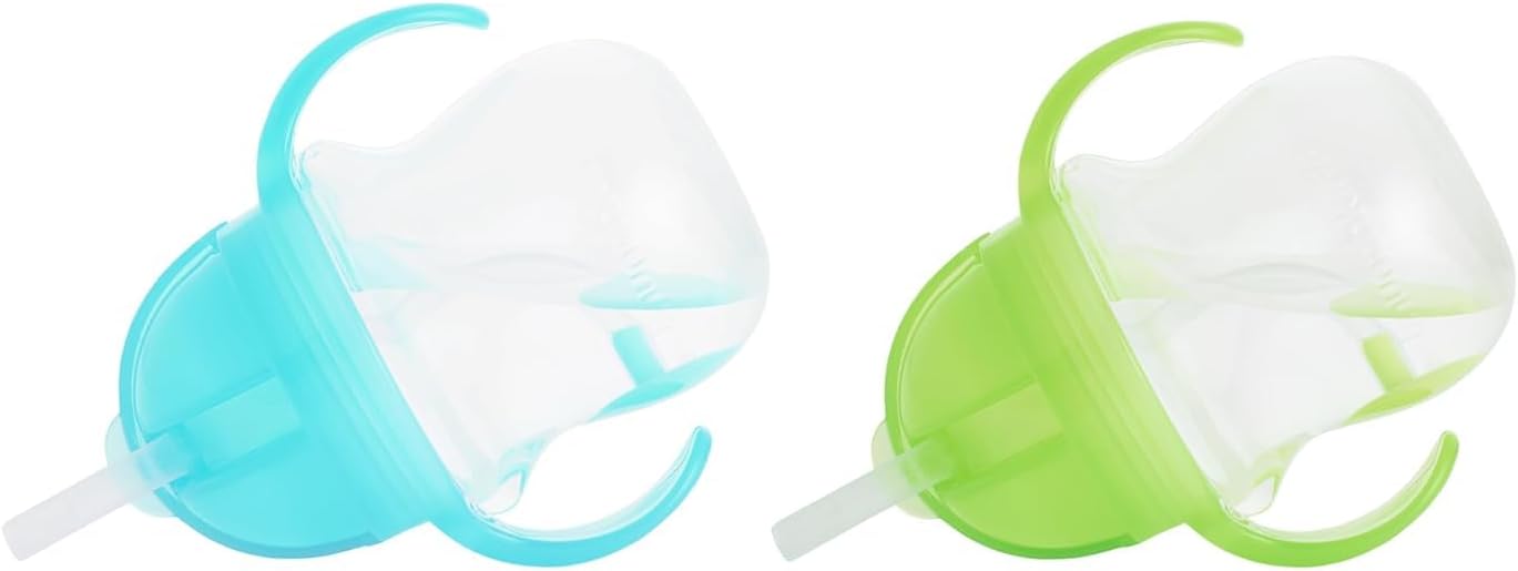Munchkin Weighted Straw Sippy Cups for Toddlers 7oz, Leak Proof, Easy to Hold-Great toddler cups with straws, Supports Straw-use Education, Straw Cups (Blue/Green)