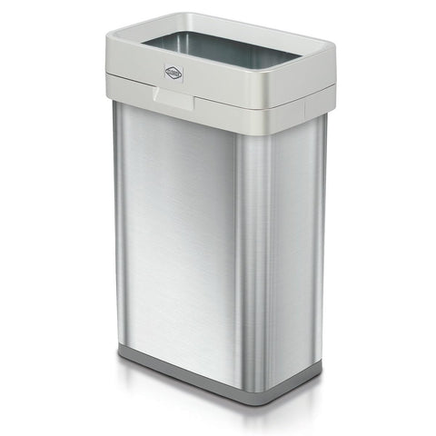 Clorox Slim Open Top Stainless Steel Trash Can, Silver, 13 Gallon / 50L