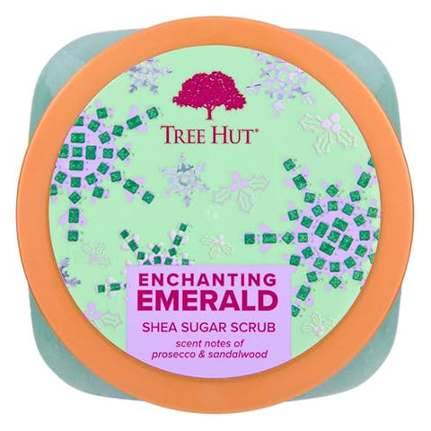 Tree Hut Enchanting Emerald Shea Sugar Scrub | Exfoliating Body Scrub Removes Dead, Dry Skin for a Soft & Hydrated Feel | Limited Edition Holiday | Nourishing Essential Body Care | 18 fl oz.