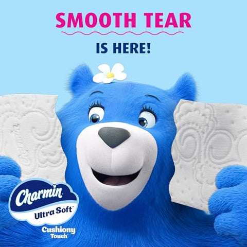 Charmin Toilet Paper Ultra Soft Cushiony Touch, 18 Family Mega Rolls = 90 Regular Rolls