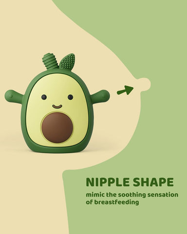ChooKaChoo Baby Teething Toy Silicone Avocado Teething Mitten for Babies Over 3 Months Anti Dropping Wrist Hand Teethers Baby Chew Toys for Sucking Needs, BPA Free (Patent Pending)