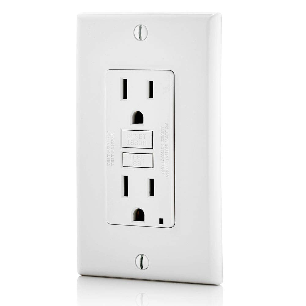 Leviton Slim GFCI Outlet, Non Tamper-Resistant, 15 Amp, GFNT1-W, White