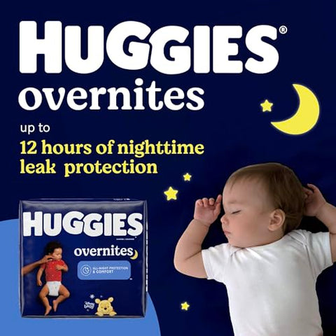 Overnight Diapers Size 5 (27+ lbs), 88 Ct, Huggies Overnites Nighttime Baby Diapers