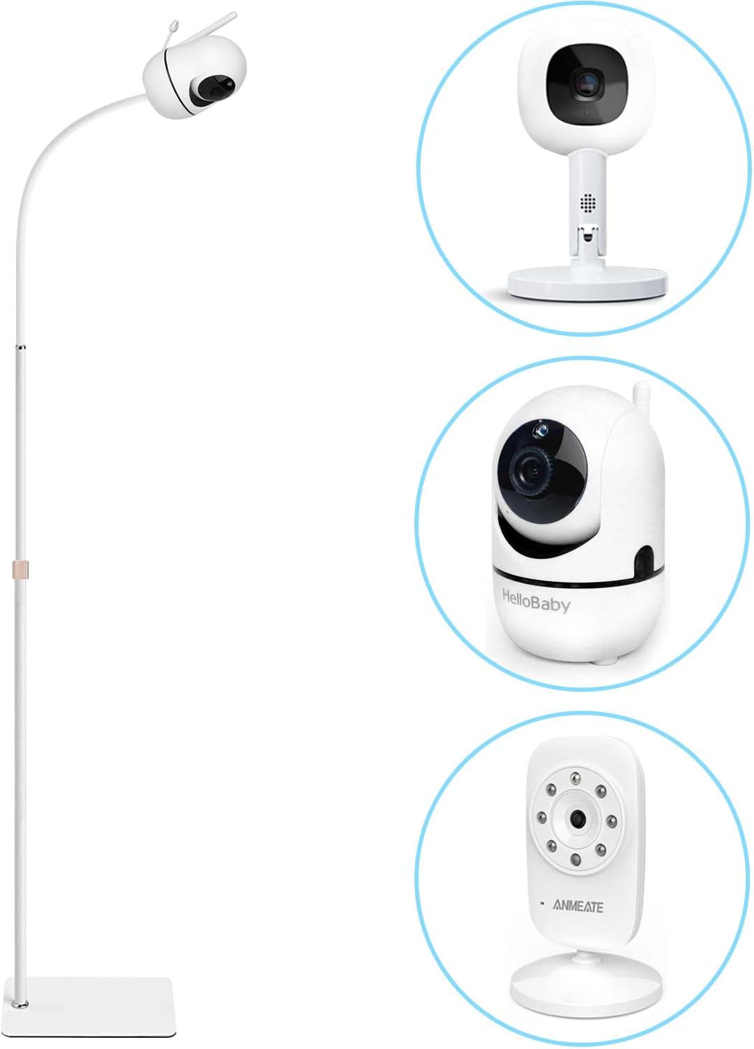 AISVAN Adjustable Height Baby Monitor Floor Stand Holder for Hellobaby HB6560/HB6550 HB65/HB66/HB248 Baby Monitor and Also Compatible with The Nanit Pro Smart Monitor & Flex Stand