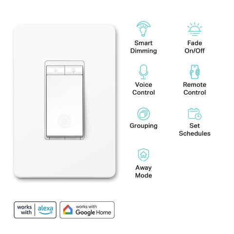 Kasa Smart Dimmer Switch HS220, Single Pole, Needs Neutral Wire