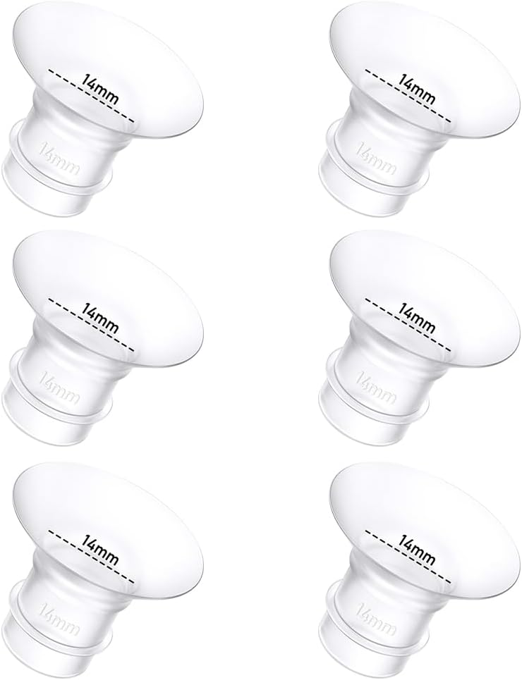 6Pcs Breast Pump Flange Insert 14mm Compatible with Momcozy/Spectra/Medela/eufy/Elvie/Lansinoh/Paruu P10 Breast Pump, Fit for Momcozy M5/M9/M6/V2 Pro/V2 pro/S12 Pro/eufy E10 S1 S1 Pro, 24mm Flange