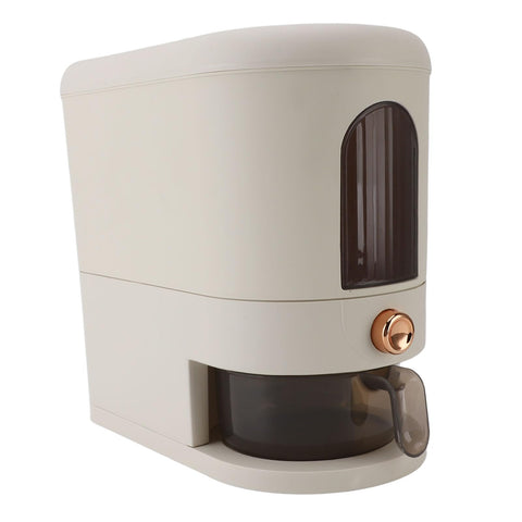 11 Lbs Rice Dispenser, Large Grain Container, Automatic Household Cereal Dispenser Bucket Rice Storage Container with Lid & Rice Cup for Corn, Coffee Bean, Grain, Soybean (Cream