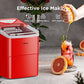 Silonn Ice Makers Countertop, 9 Cubes Ready in 6 Mins, 26lbs in 24Hrs, Self-Cleaning Ice Machine with Ice Scoop and Basket, 2 Sizes of Bullet Ice for Home Kitchen Office Bar Party, Red