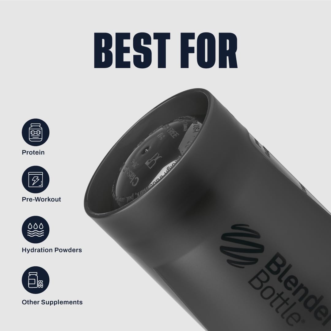 BlenderBottle Classic V2 Plastic Shaker Bottle 20 oz Black