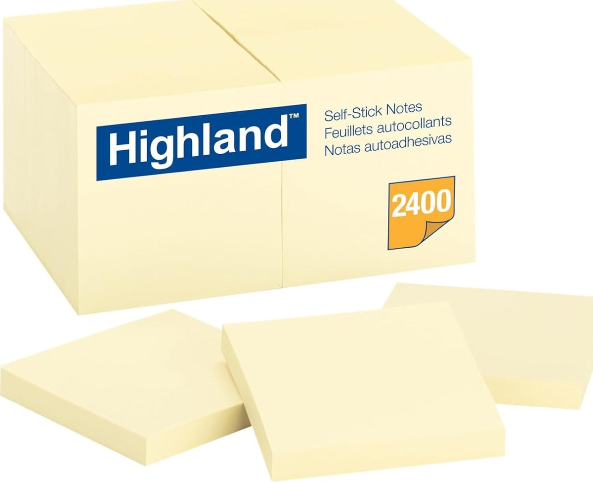 Highland Sticky Notes, 3 x 3 Inches, Yellow, 24 Pack (6549-24)