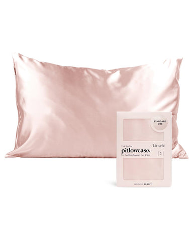 Kitsch Satin Pillowcase with Zipper for Hair & Skin, Softer Than Silk Pillow Cases Queen, Smooth Pillow Covers, Machine Washable, Wrinkle-Free, Cooling Satin Pillow Cases Standard Size 19"x26" (Blush)