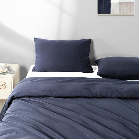 Standard Size Zipper Pillow Cases Set of 2,Navy Blue,20x26 Inches
