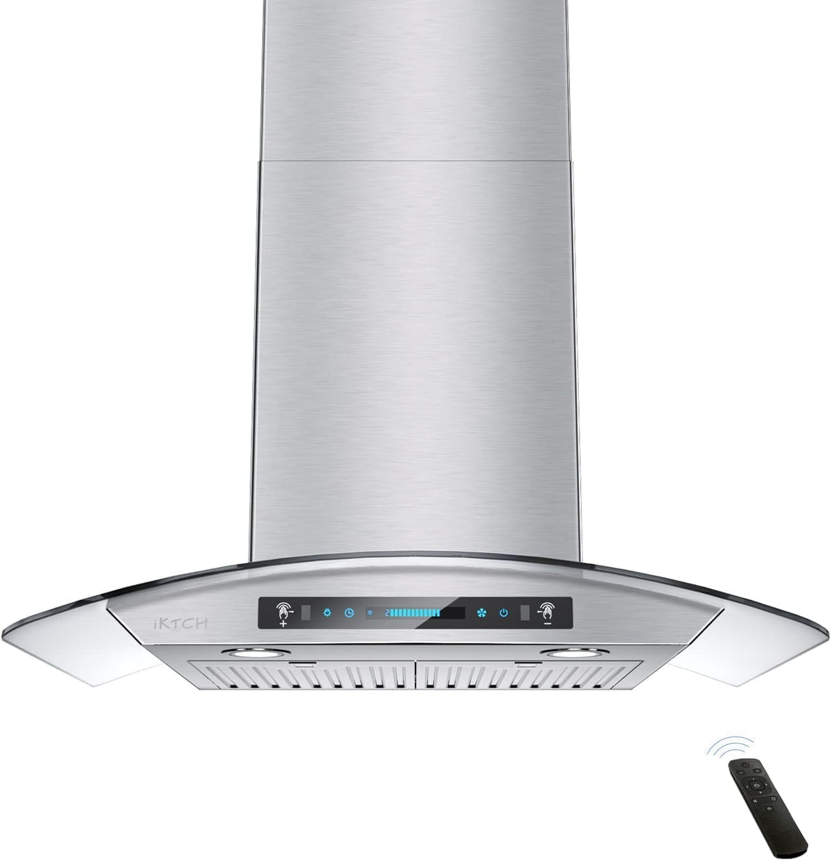 IKTCH 36 inch Wall Mount Range Hood Tempered Glass 900-CFM, Ducted Kitchen Vent Hood Stainless Steel, with 4 Speed Gesture, Touch & Remote Control