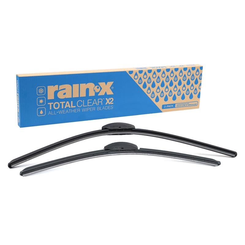 Rain-X 810334 Total Clear Beam Wiper Blades 24" & 18" Windshield Wipers for All-Weather Performance, Rubber Squeegee for Smooth Clean Wipe & Quiet Operation - 2 Pack Value