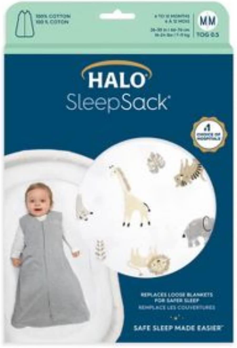 HALO SleepSack, 100% Cotton Wearable Blanket, Swaddle Transition Sleeping Bag, TOG 0.5