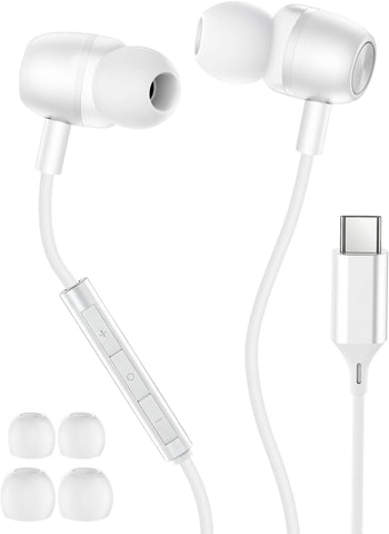 USB C Headphones Wired Earbuds for Samsung iPhone 17/16/15 Pro Max