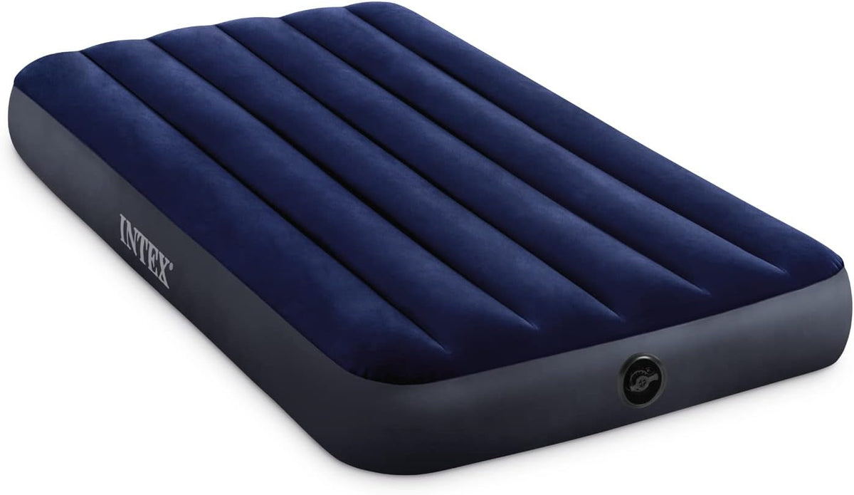Intex 64757E Dura-Beam Standard Downy Air Mattress: Fiber-Tech - Twin Size - 10in Bed Height - 300lb Weight Capacity - Pump Sold Separately
