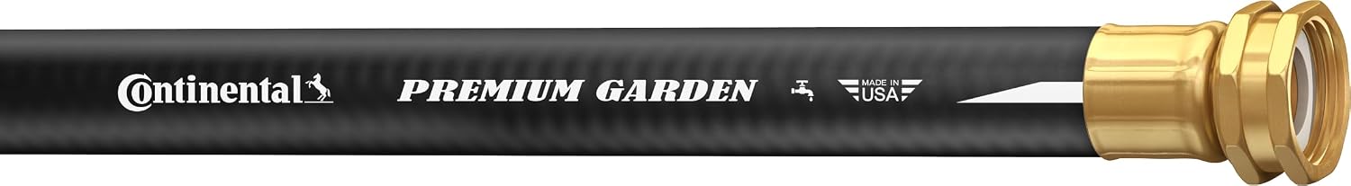 Continental Premium Garden, Black Heavy Duty Cold Water Garden Hose, 5/8in Inside Diameter x 25ft Length, Male x Female Garden Hose Thread