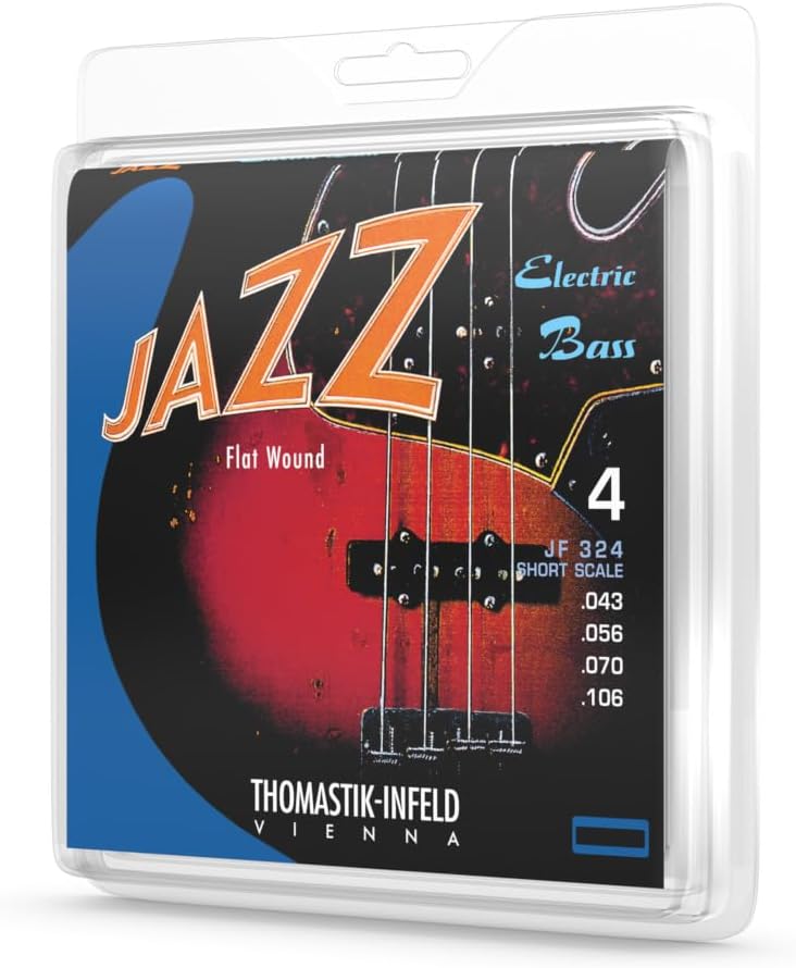 Thomastik-Infeld Bass Guitar Strings - Flatwound Bass Strings For a Rich and Warm Traditional Jazz Sound - Durable String Set Includes JF34043 JF34056 JF34070 JF34100 - Made in Vienna