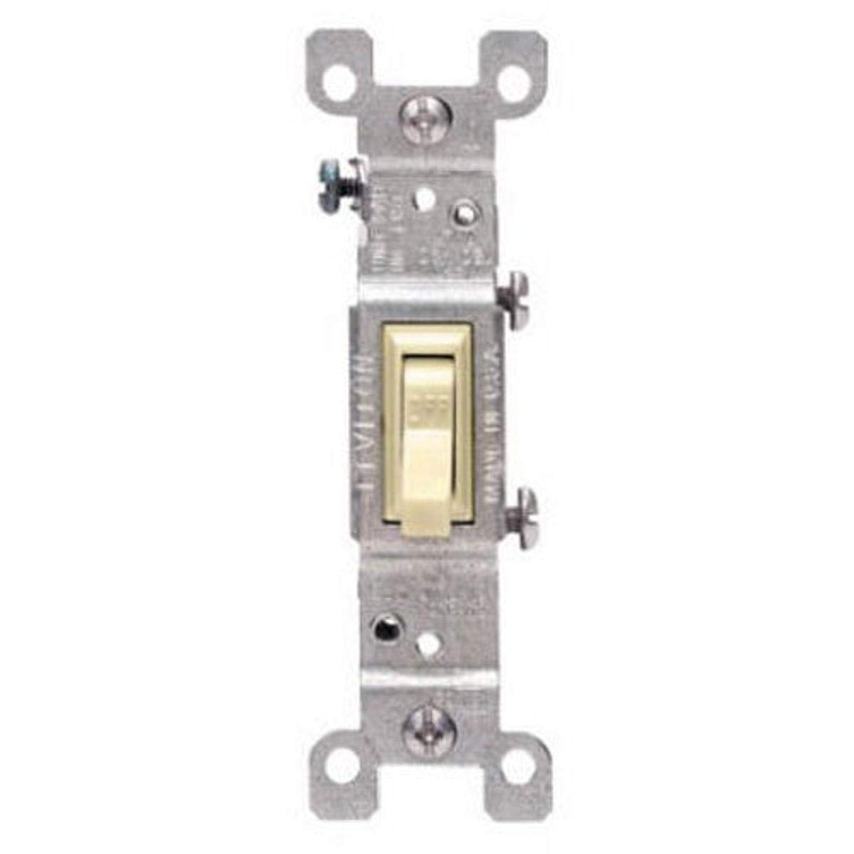 Leviton 15 Amp, 120 Volt, Toggle Framed 3-Way AC Quiet Switch, Residential Grade, Grounding, Quickwire Push-In & Side Wired, 1453-2W, White