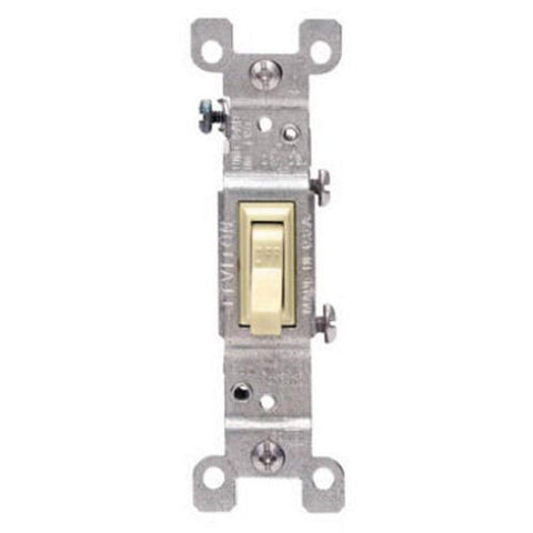 Leviton 15 Amp, 120 Volt, Toggle Framed 3-Way AC Quiet Switch, Residential Grade, Grounding, Quickwire Push-In & Side Wired, 1453-2W, White