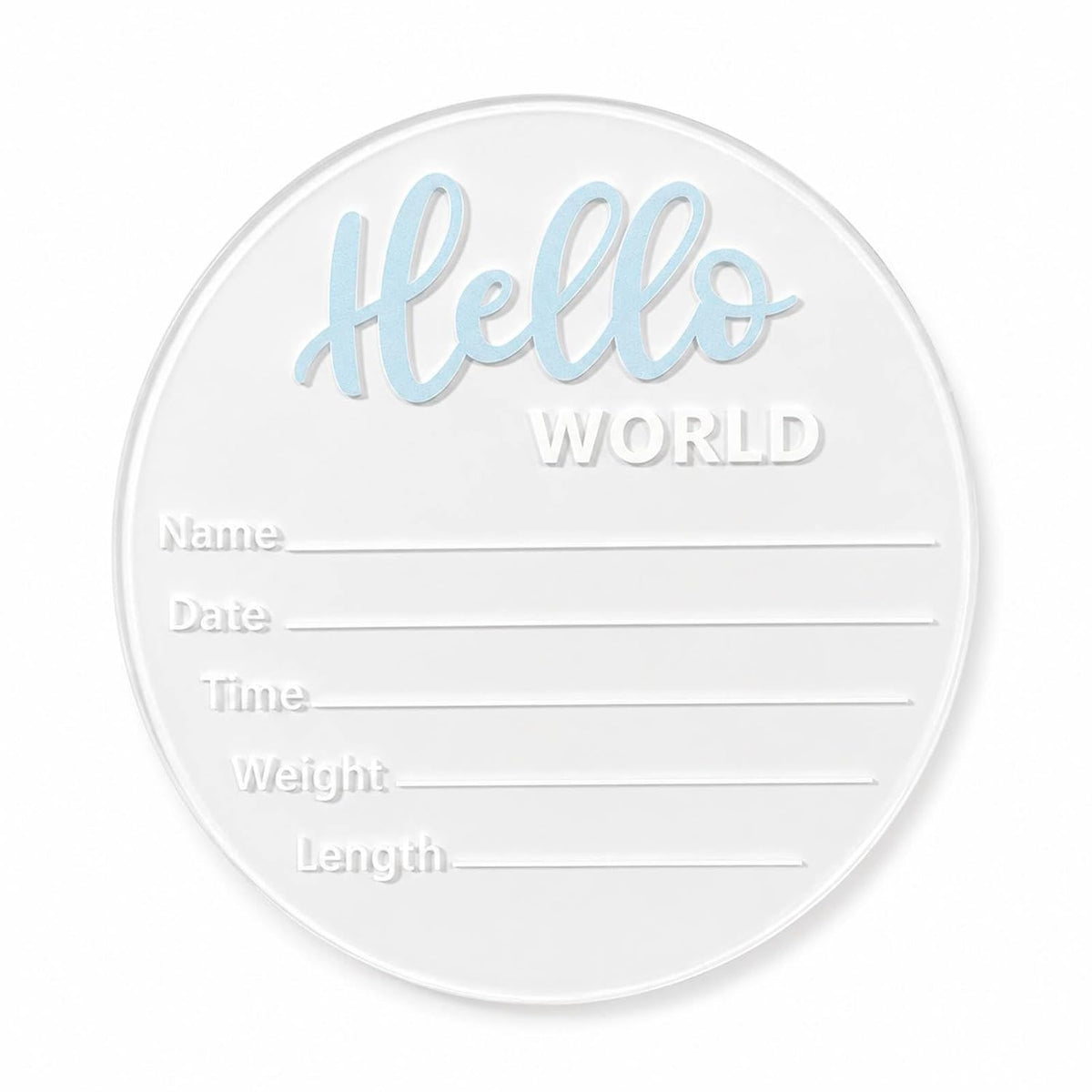 Baby Announcement Sign, 5.9 Inch“Hello World” Newborn Sign for Birth Announcement, Baby Name & Welcome Baby Board, Acrylic Newborn Announcement Sign for Hospital (Blue)