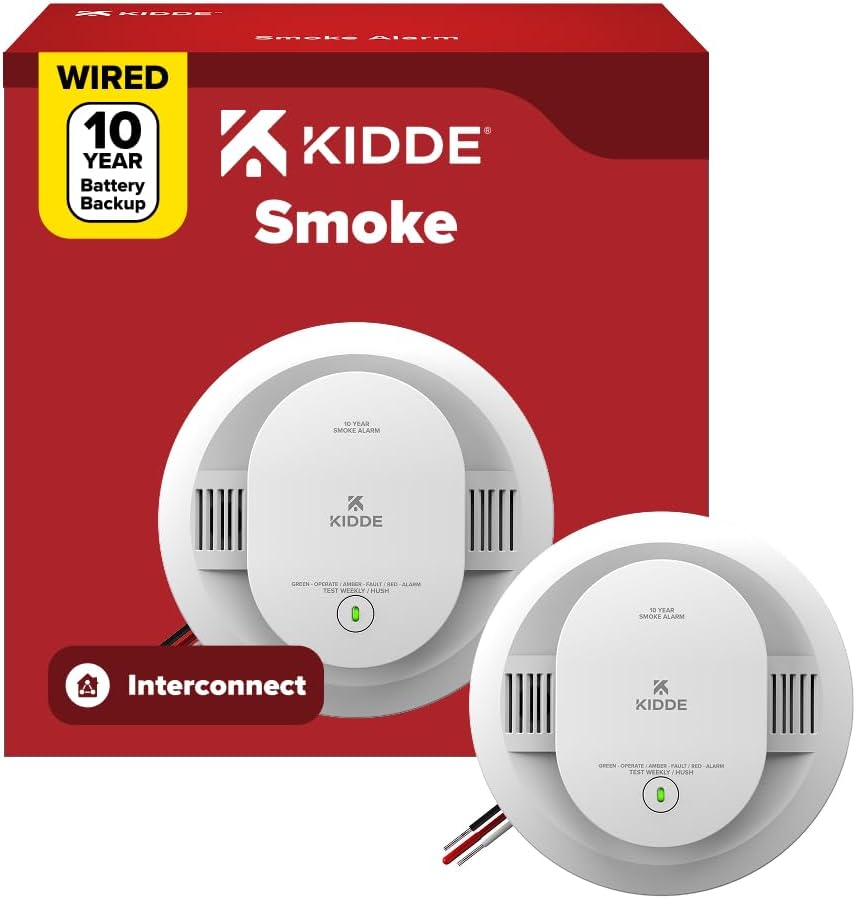 Kidde Smoke Detector, Hardwired & 10-Year Battery Backup, 20SA10, 1 Pack