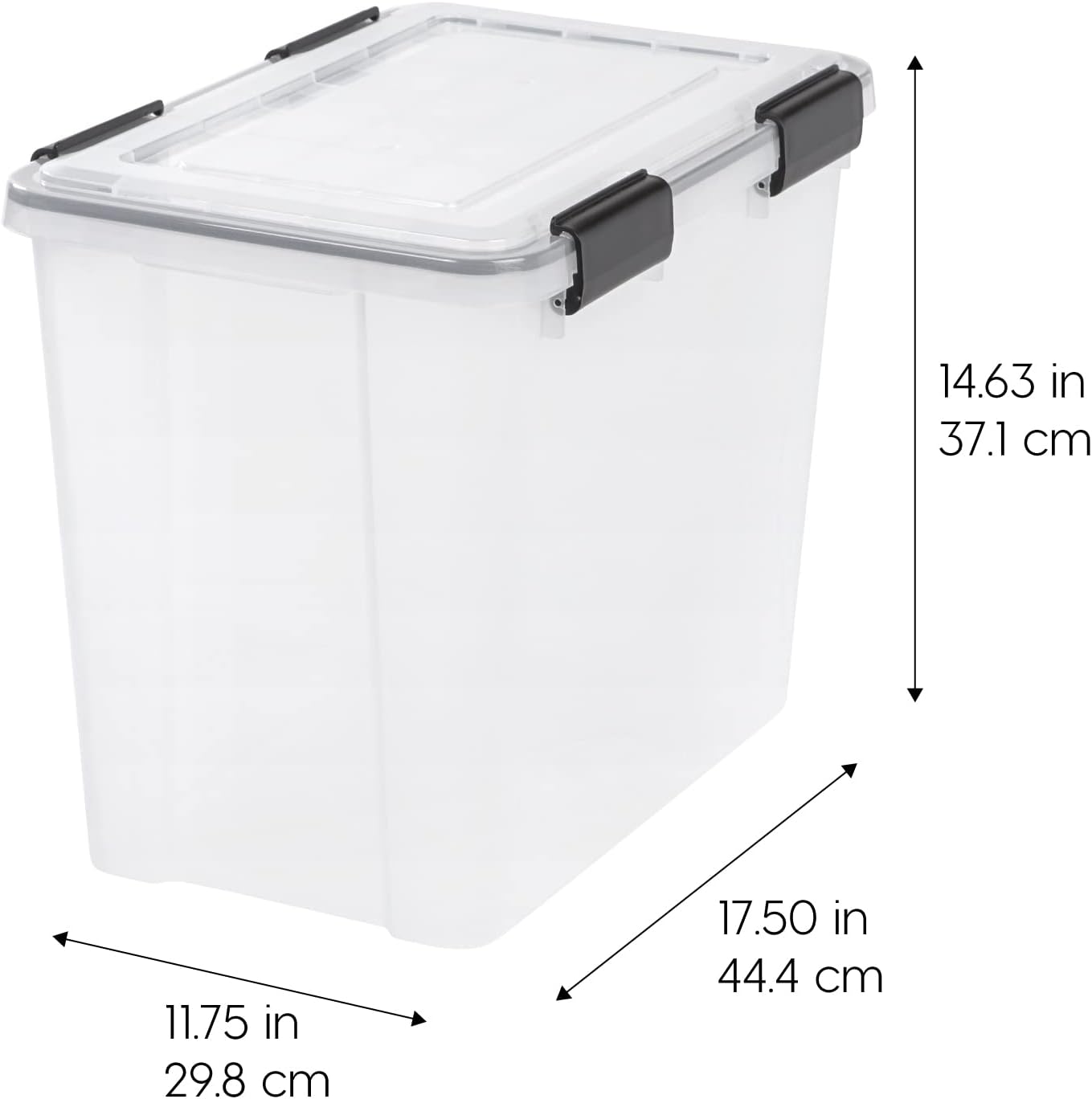 IRIS USA 4-Pack 32 Qt Storage Bins with Gasket Lids, Clear/Black