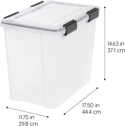 IRIS USA 4-Pack 32 Qt Storage Bins with Gasket Lids, Clear/Black