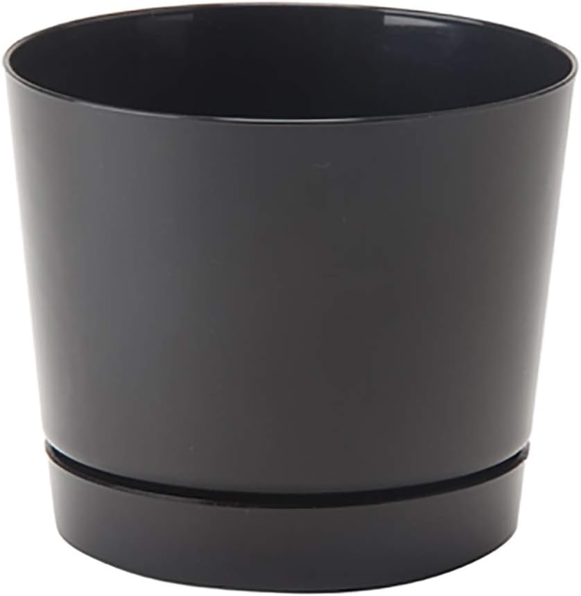 Novelty Majestic Full Depth Round Cylinder Pot, Glossy Black, 6-Inch (10068)