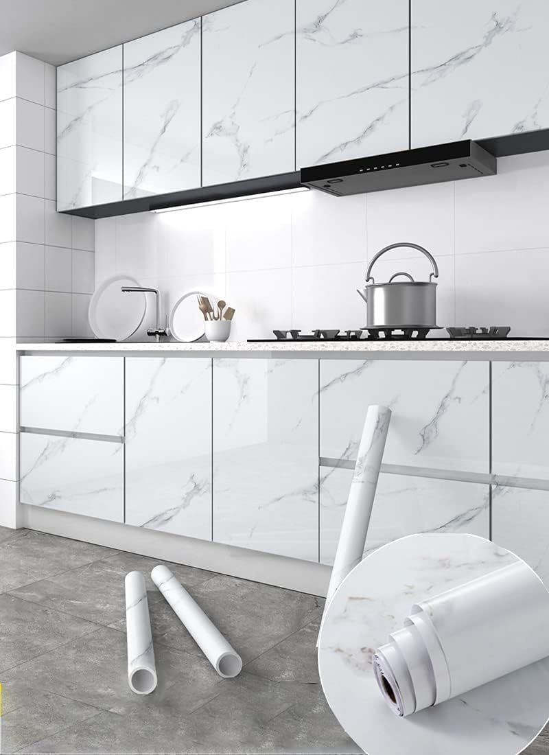 Marble Contact Paper White Peel and Stick Wallpaper 15.8"×118"