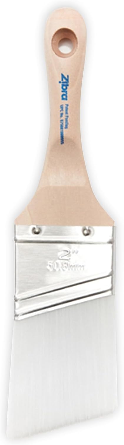 Zibra Precision Detail Paint Brush, Pro Grade, Angled for Cutting in, Trim and Furniture, 2-inch