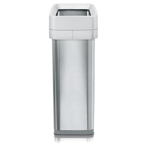 Clorox Slim Open Top Stainless Steel Trash Can, Silver, 13 Gallon / 50L