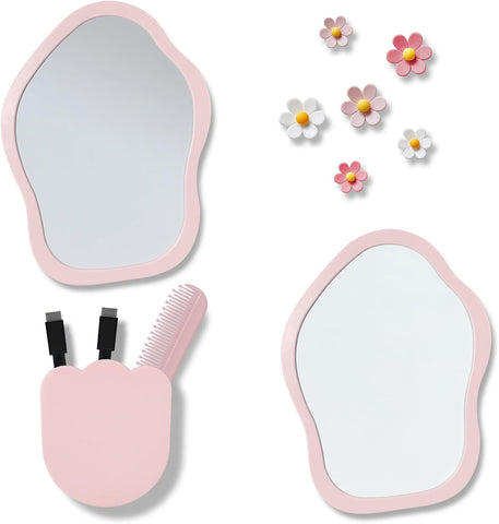 KEYDUACU 12 pcs Girls Pink Locker Accessories, Locker Decorations Including Mirrors, whiteboards, Magnets and organizing Supplies. Ideal for Back-to-School Essentials and The Office (12 pcs-Pink)