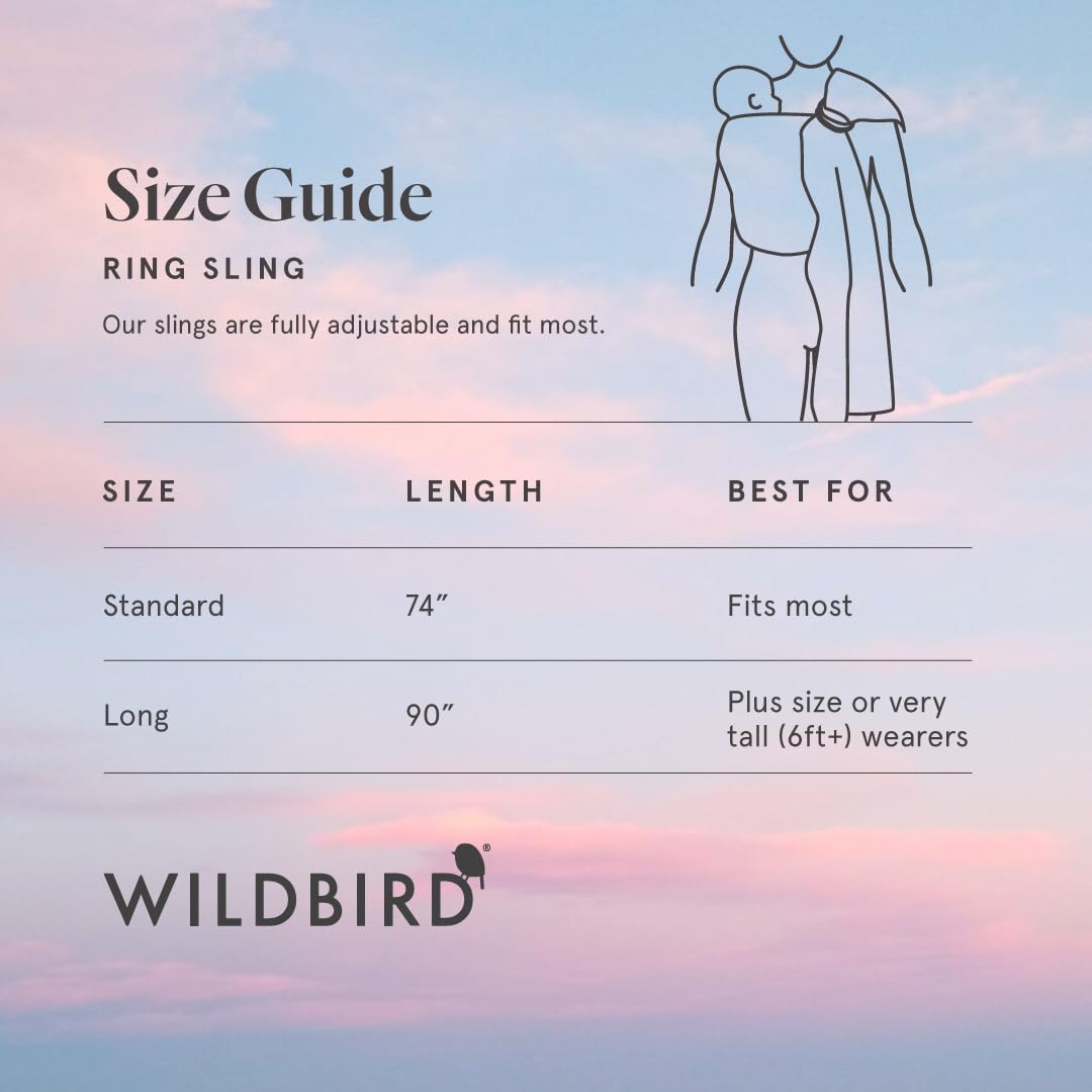 WildBird - Ring Sling Baby Carrier - 0-36 Months (up to 35 lbs) - Standard (74") Willow & Bronze Ring - Front, Hip or Back Carry - Adjustable Fit - Natural Linen - Baby Essentials - New Mom Gifts
