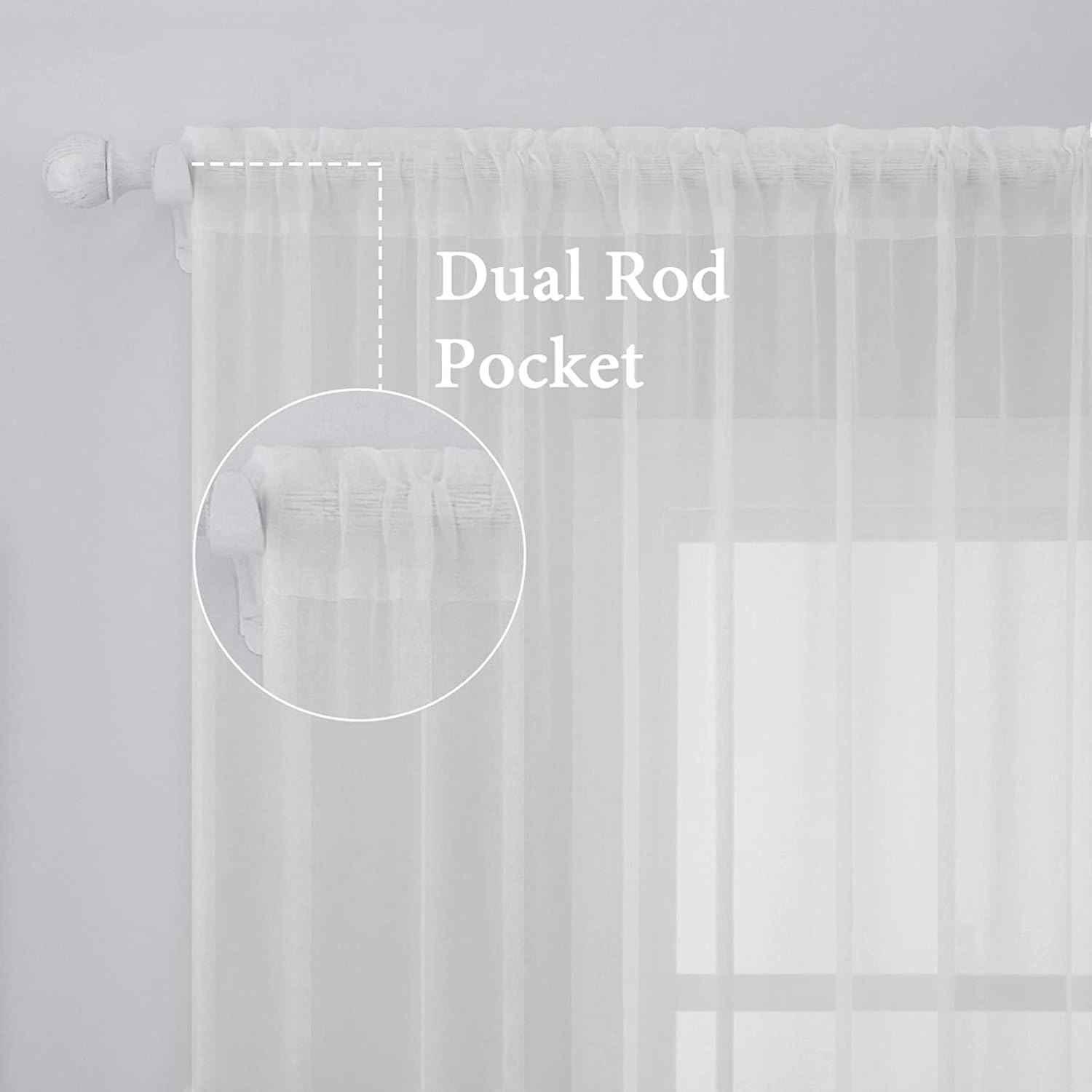 MIULEE 2 Panels Sheer Curtains for Living Room 54 X 96 Inches Ivory