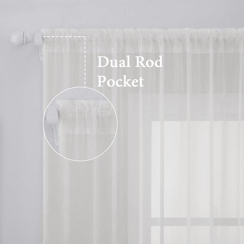 MIULEE 2 Panels Sheer Curtains for Living Room 54 X 96 Inches Ivory